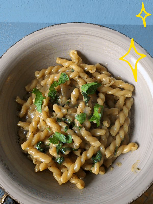 Easy “cheesy” vegan pasta